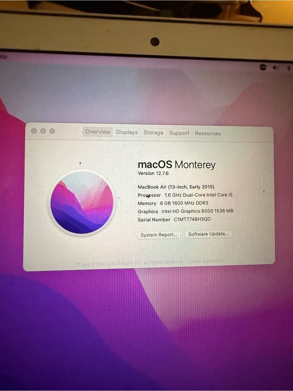 Apple MacBook Air Silver with Pink and Purple Display